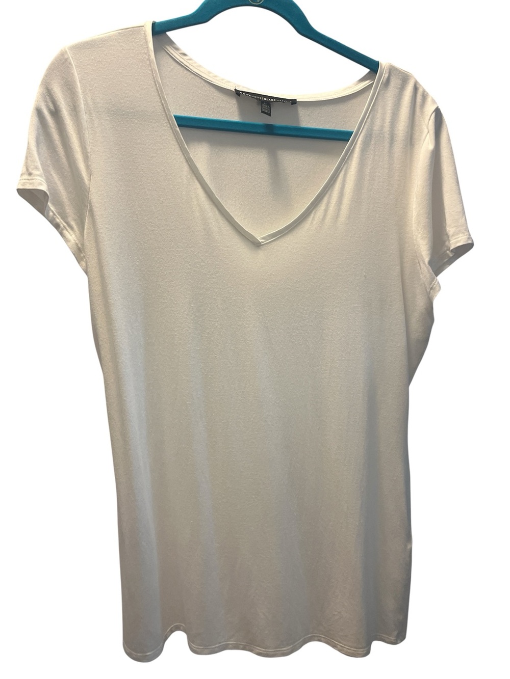 White House Black Market White V-Neck Short Sleeve Tee
